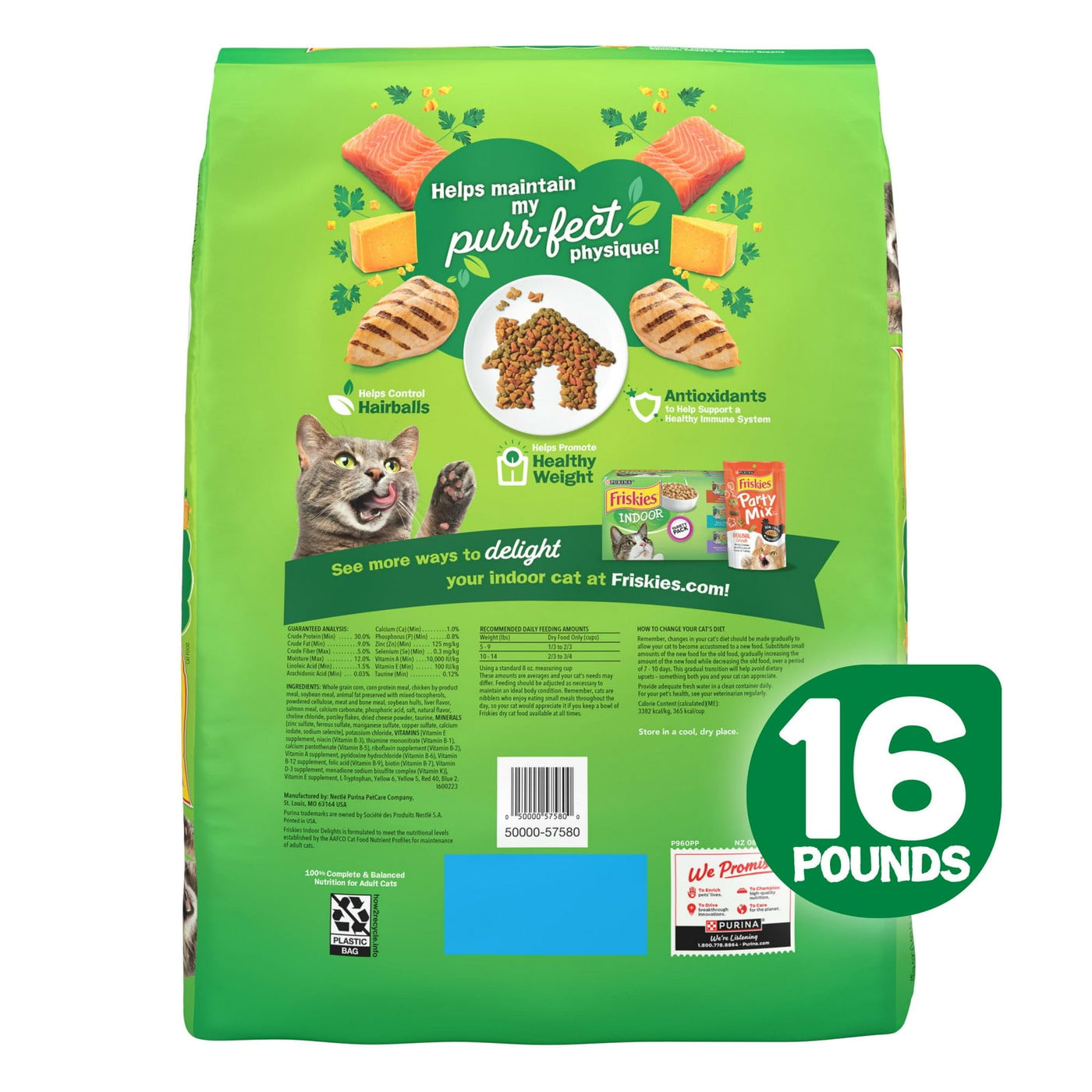 Trase A Indoor Delights Chicken & Salmon Dry Cat Food - Contains a Blend of Salmon, Chicken, Cheese and Garden Greens Flavors - Protein Supports Strong Muscles - 16 lb Bag
