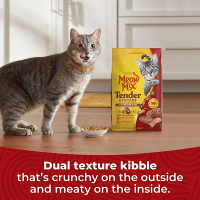 Tender Centers Dry Cat Food with Basted Bites - Beef & Salmon Flavors - Meaty Inside Crunchy Outside - Complete and Balanced Nutrition for Adult Cats - 3 Pound Bag