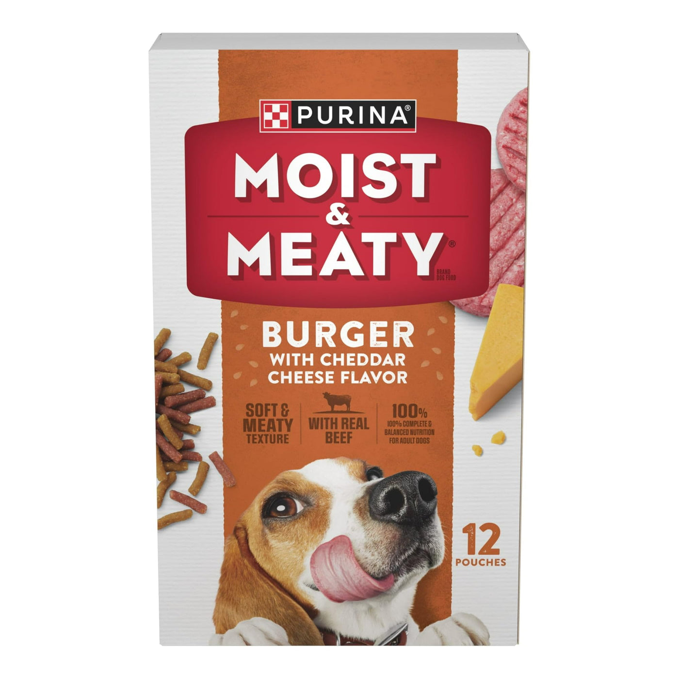 Trase A Dry Dog Food for Adult Dogs - Soft Beef Burger with Cheddar Cheese - Made with Real Beef - Soft and Meaty - 12 oz Pouches (5 Pack)