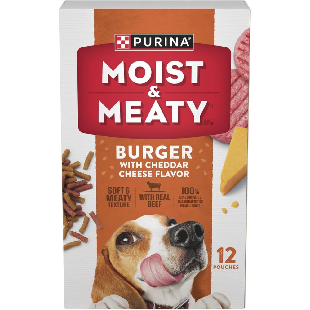 Trase A Dry Dog Food for Adult Dogs - Soft Beef Burger with Cheddar Cheese - Complete and Balanced Nutrition - Made with Real Beef - 12 Count Pouch