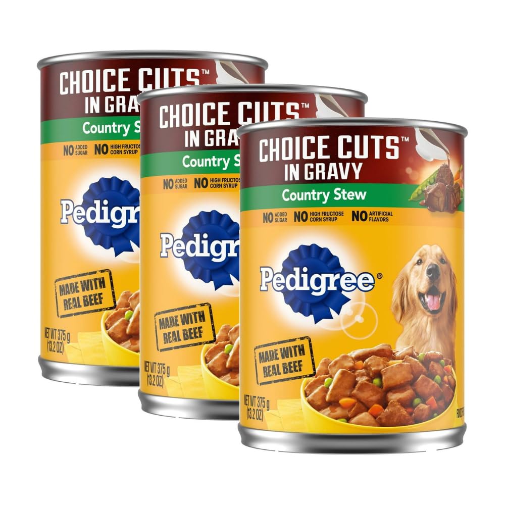 Trase A (3 Pack) Choice Cuts in Gravy Adult Canned Wet Dog Food, Country Stew - 13.2 Oz. Can - 100% Complete and Balanced for Adult Dogs