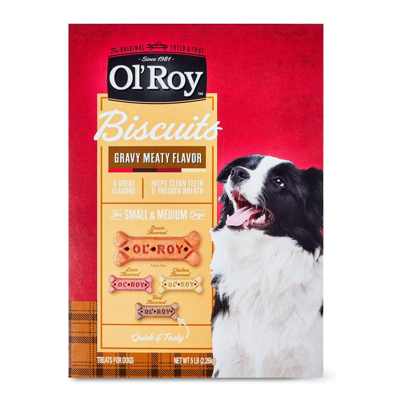Gravy Meaty Flavored Biscuits for Dogs - 5 Lb Box - Bone Shapes That Break Apart Easily As Your Dog Chews